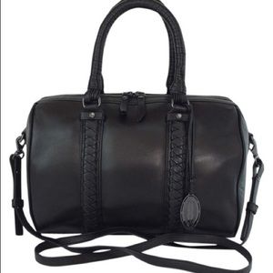 Elie Tahari Natalie Black Leather Satchel Purse